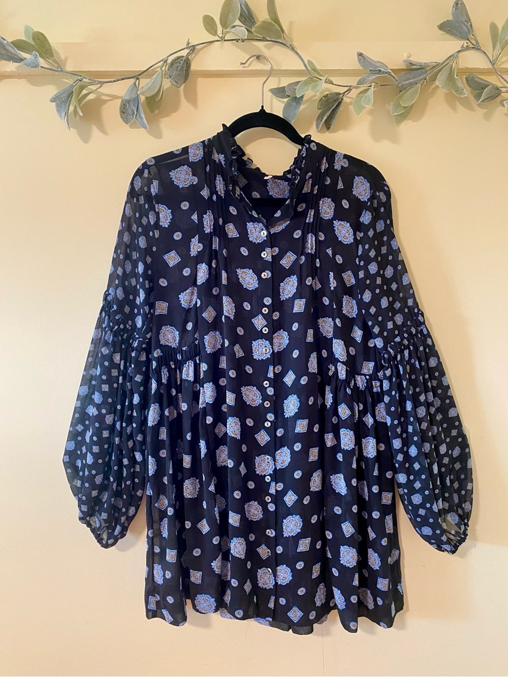 Free People Balloon Sleeve Medallion Tunic